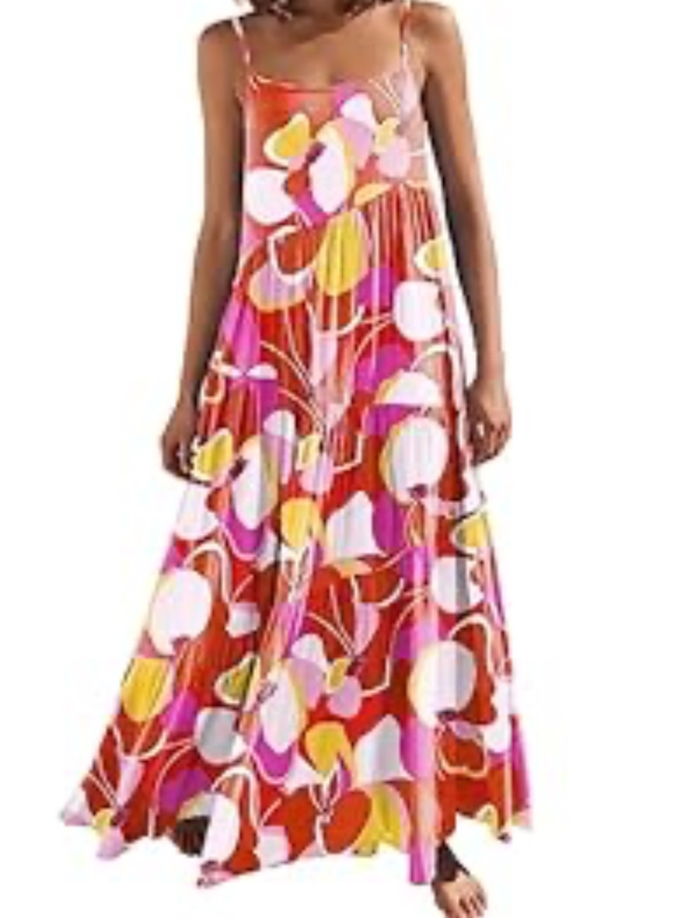 ANRABESS Women Summer Casual Loose Sleeveless Sundress Spaghetti Strap Flowy